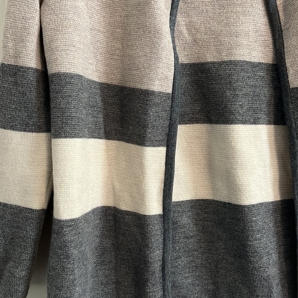 Talbots Merino Wool Open Cardigan Sweater neutral minimalistic gray tan cream - Picture 2 of 4